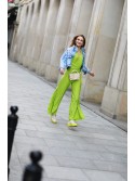 Salopeta eleganta cu picioare late si top legat, lime 44610 - Magazin online - Boutique